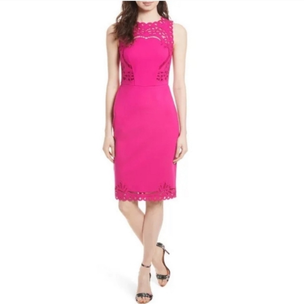 TED BAKER Verita dress cut out bodycon fuchsia sz 2